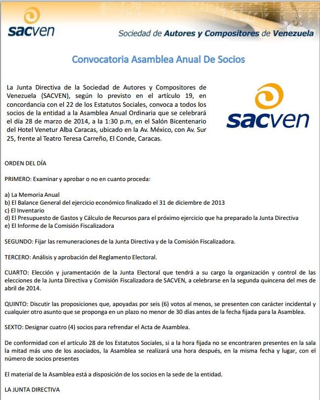 convocatoria sacven